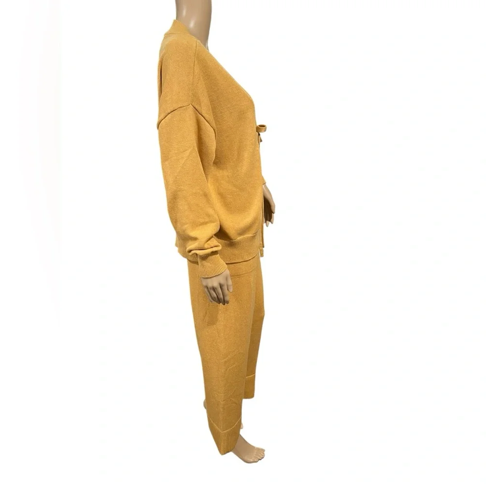 NWOT Free People Beach Womens Solar 2 Piece Cardigan & Pants Set XS Gold Heather - Picture 3 of 13